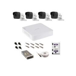 Complete bewakingskit 5 MP Hikvision Turbo HD met 4 buitencamera's DVR TurboHD 8MP IR 25m HDD 1 Tb complete accessoires bekijken op mobiele telefoon