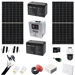 Complete monokristallijne fotovoltaïsche kit, accu's 12V 100AH, omvormer 1800W + GIFT IP-bewakingscamera, nachtkleur 30m, lens 2.8mm en router 4G