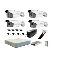 Complete set 4 buitenbewakingscamera's HIKVISION FULL HD 40 m IR met back-up en harde 1Tb