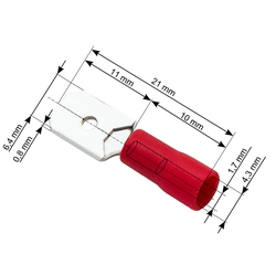 Conector tată plat izolat 6,3/0,8 100 buc