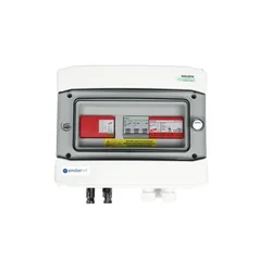 Conexión del cuadro fotovoltaicoDCAC hermético IP65 EMISOR con descargador de sobretensiones DC Dehn 1000V tipo 1+2, 1 x cadena PV, 1 x MPPT // límite.AC Dehn tipo 1+2, 20A 3-F