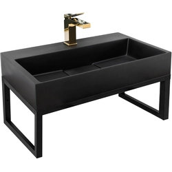 CONGLOMERATE COUNTERTOP WASHBASIN GOYA BLACK MAT 50CM + FRAME