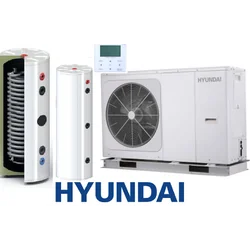 Conjunto Bomba de Calor Monoblock HYUNDAI 10kW + Depósito de inercia SL 130L + Depósito ACS autónomo 245L SOLITANK con batería 3.83m2