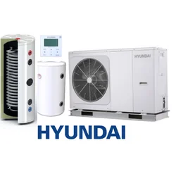 Conjunto Bomba de Calor Monoblock HYUNDAI 8kW + Depósito de inercia SL 130L + Depósito ACS autónomo 245L SOLITANK con batería 3.83m2