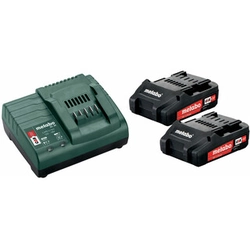 Conjunto de bateria e carregador Metabo Basic-Set 18V 2 x Li-Ion 2,0 Ah 18 V | 2 Ah