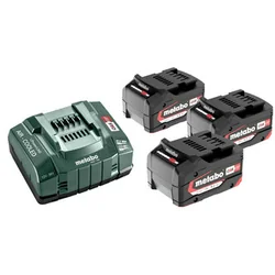 Conjunto de bateria e carregador Metabo Basic-Set 3x5.2 Ah 18 V | 5,2 Ah