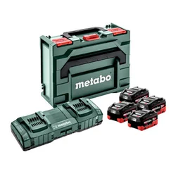 Conjunto de bateria e carregador Metabo Basic-Set 4x LiHD 8,0Ah +2 ASC Ultra +Metaloc 18 V | 8 Ah