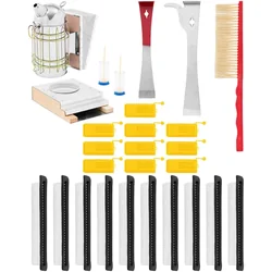 Conjunto de ferramentas de apicultura, aspirador, cinzel, escova, alimentador - 26 unid.