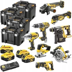 Conjunto de ferramentas elétricas Dewalt Bateria DeWalt Kombo DCK865P4T, 18 Volt, Hammer (amarelo / preto, 8 sem fio, bateria de íon de lítio 4x XR 5.0 Ah)