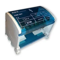 Connection distributor 2 poles with 7 holes 100A 500V 65x51x45mm mounting on DIN rail