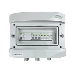 Connexion au tableau photovoltaïqueÉMETTEUR AC hermétique IP65 avec parafoudre AC type Noark 2, 40A 3-F, RCD type A 63A/300mA