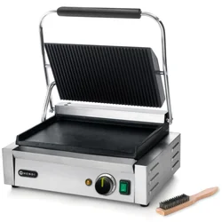 Contact PANINI contact grill, grooved top, smooth bottom 2200W - Hendi 263662