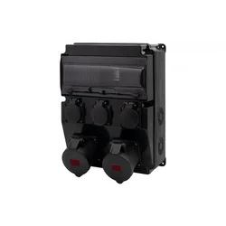 Črna stikalna naprava CAJA 12M SCENIC - ravne vtičnice 2x16A/5P, 3x230V F3.2684