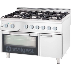 Cucina a gas 6 dimensioni bruciatore. 1200x700x850 con forno elettrico 32,5+7 kW (statico) - G30