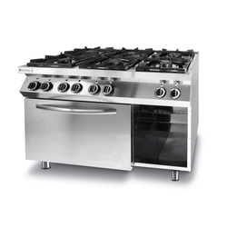 Cucina a gas fuochi 6 con forno elettrico GN1/1 Linea Cucina - Hendi 225899