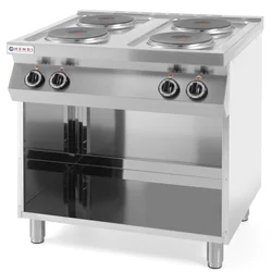 Cucina elettrica a libera installazione su base in acciaio 4 x 2.6kW larghezza 80cm