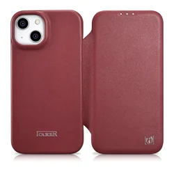 Custodia in pelle per iPhone 14 Plus con patta magnetica MagSafe CE Premium Leather bordeaux