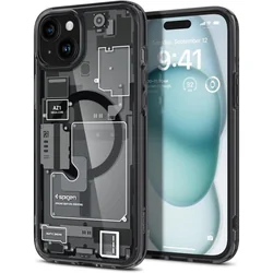 Custodia Mag Ultra Ibrida con MagSafe per iPhone 15 grigia e nera