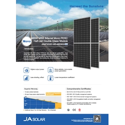 Photovoltaic panel JA SOLAR 465W Black Frame Bifacial Dual Glass
