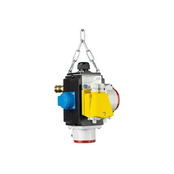 Suspended energy distributor with 1 three-phase socket 400V 5 poly 16A 1 three-phase socket 400V 32A 5 poly and 1 single-phase sockets schuko IP44 with compressed air connection and data connection