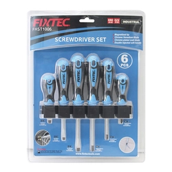 Set of 6 Cr-V steel screwdrivers, Model FHST1006, FIXTEC
