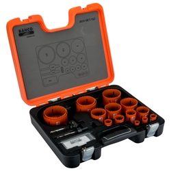 Bi-Metall hole saw set 16-83mm, two holders + 1 spare guide drill, 18 parts
