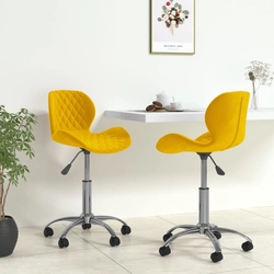 Swivel table chairs, 2 pcs, mustard, velvet upholstered