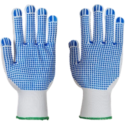 PORTWEST Polka Dot Plus Gloves Size: M, Color: white-blue