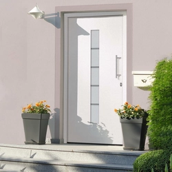 Entrance doors, aluminum and PVC, white, 100x200 cm