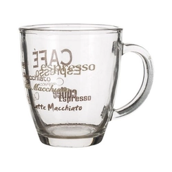 mug 360ml LUCCA glass, decor coffee II
