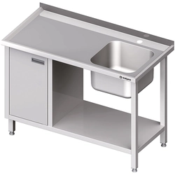 1-compartment sink table (P) with cupboard + shelf 160x70 | Stalgast