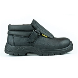 Černé kožené boty "HERVIN" s ochranou špičky a podešve, vhodné pro svářečské práce, velikost 44 OBS003