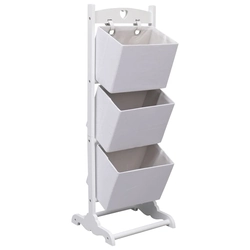 3-tier rack with baskets, white, 35x35x102 cm, wooden