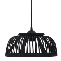 Pendant light, black, 30x12cm, bamboo, semicircular