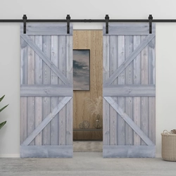 Posuvné dveře s příslušenstvím, 90x210 cm, borovice, šedá