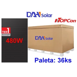 DAH Solar DHN-60X16/DG(BB)-480 W panels, all-black appearance, double glass