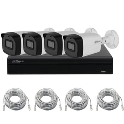 Dahua surveillance kit 4 IP-camera's 4MP lens 3.6mm IR 30m Microfoon, NVR 4 kanalen 8MP 4K PoE en UTP kabel CAT5 %p8/ %