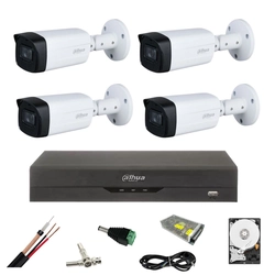 Dahua surveillance kit 4 Starlight cameras 5 MP, IR 80 m DVR 5MP, Hard accessories 1TB