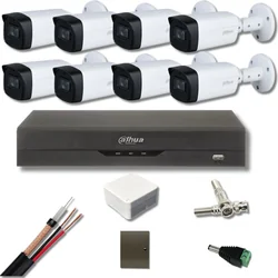 Dahua surveillance kit 8 cameras 5 Megapixels Starlight IR 80M DVR 8 channels 8 Megapixels, Accessories included
