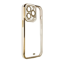 Fashion Case for iPhone 12 gold frame gel cover white