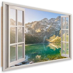 Picture Deco Panel, Window Lake in the Mountains Nature -120x80