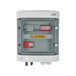 DCAC kapcsolóberendezés, IP65, SPD DC Dehn 1000V típus 1+2, 1 x PV string, 1 x MPPT, SPD AC Dehn típus 1+2, 10A 3-F, A típusú RCD 40A/300mA