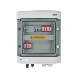 DCAC-kytkinlaitteet, IP65, SPD DC Dehn 1000V tyyppi 2, 1 x PV-merkkijono, 1 x MPPT, SPD AC Dehn-tyyppi 2, 16A 3-F, RCD-tyyppi A 40A/300mA