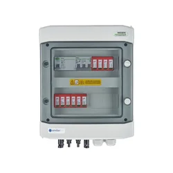 DCAC разпределителна уредба, IP65, SPD DC Dehn 1000V тип 2, 2 x PV низ, 2 x MPPT, SPD AC Dehn тип 2, 10A 3-F, RCD тип A 40A/300mA