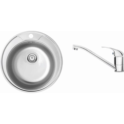 Deante Twist Set : évier en acier 1-komorowy + robinet pour lavabo sur pied