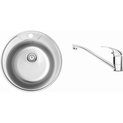Deante Twist Set: steel sink 1-komorowy + standing sink tap