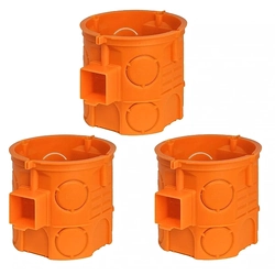 3 x Electric Deep Junction Box Flush-mounted PK 60 Pawbol A.0006LP Orange