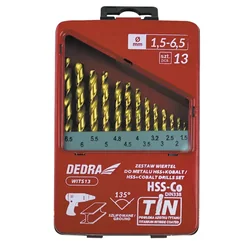 DEDRA COBALT FÚRÓKÉSZLET FÉMHEZ WITS13 HSS+COBALT+TIN, 135°, 13SZT