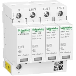 Descargador de sobretensiones Schneider Electric iPRD1 12.5R-T12-3N 3+1-biegunowy Typ1+Typ2 12,5 kA con contacto