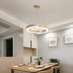 Designer-Deckenleuchten - Designer-Hängeleuchten - IP20 - Weiß+Holzgehäuse - 32 Watt - 4000 Lumen - 4000K